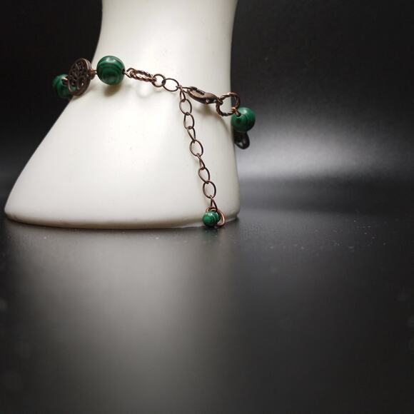 HANDMADE~ Malachite and Copper Tree of Life Bracelet - Picture 2 of 6